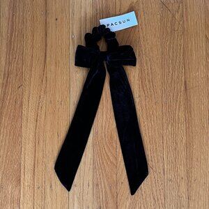 LA Hearts Black Velvet Long Tie Scrunchie